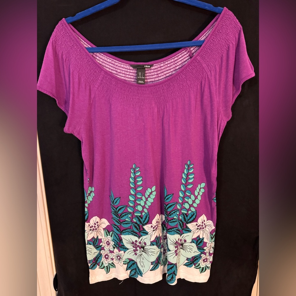H&M Purple Floral Blouse